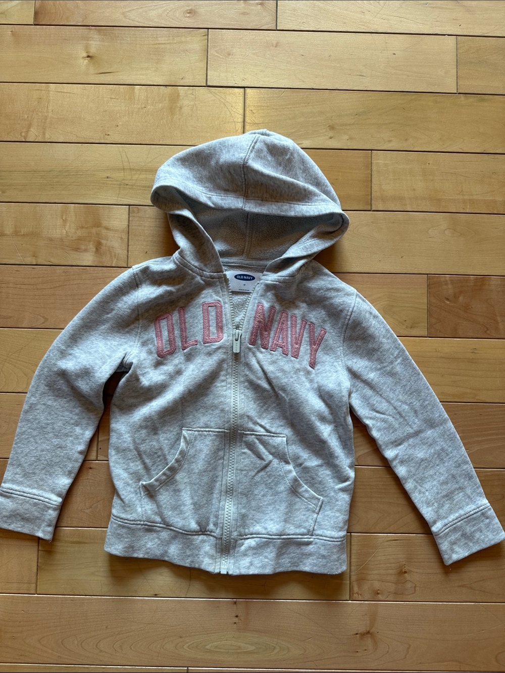 Old Navy Light Gray Hoodie with Pink Logo for Kids